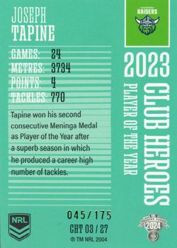 2024 NRL Traders Titanium - Club Heroes Teal #CHT03 Joseph Tapine Back